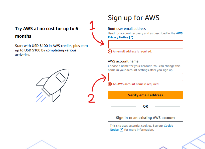 Email and account name fields