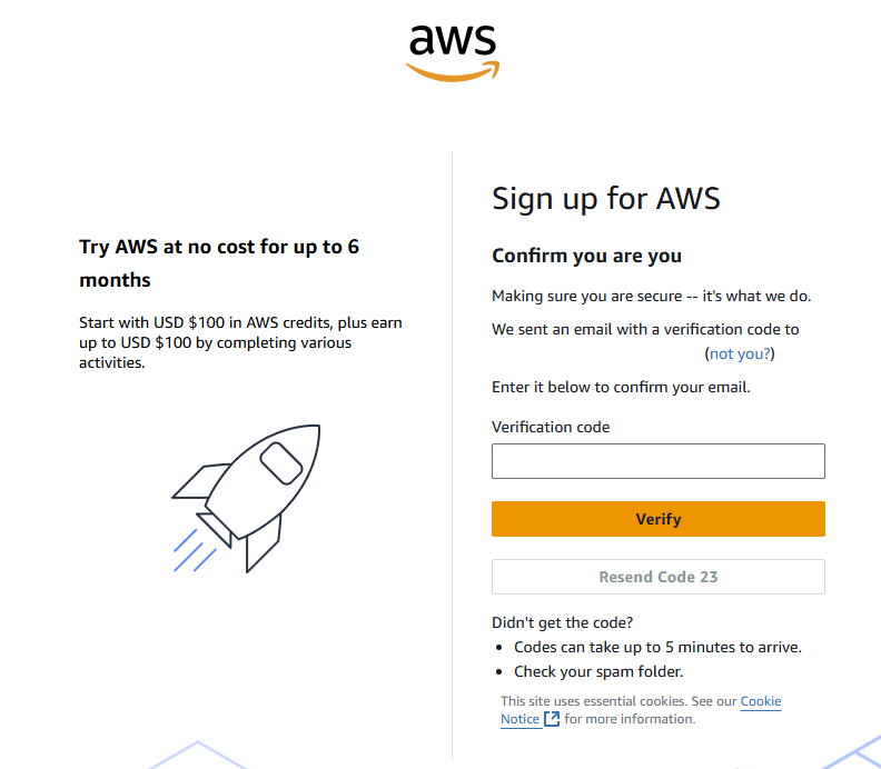 Verify email address screen