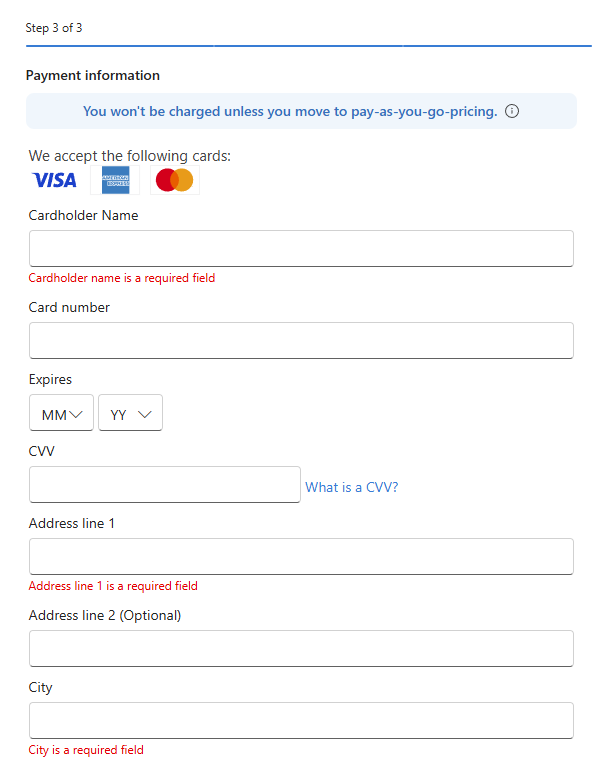 Payment verification form