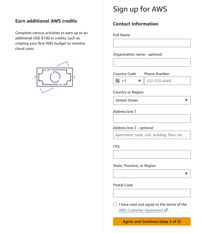 Billing contact information form